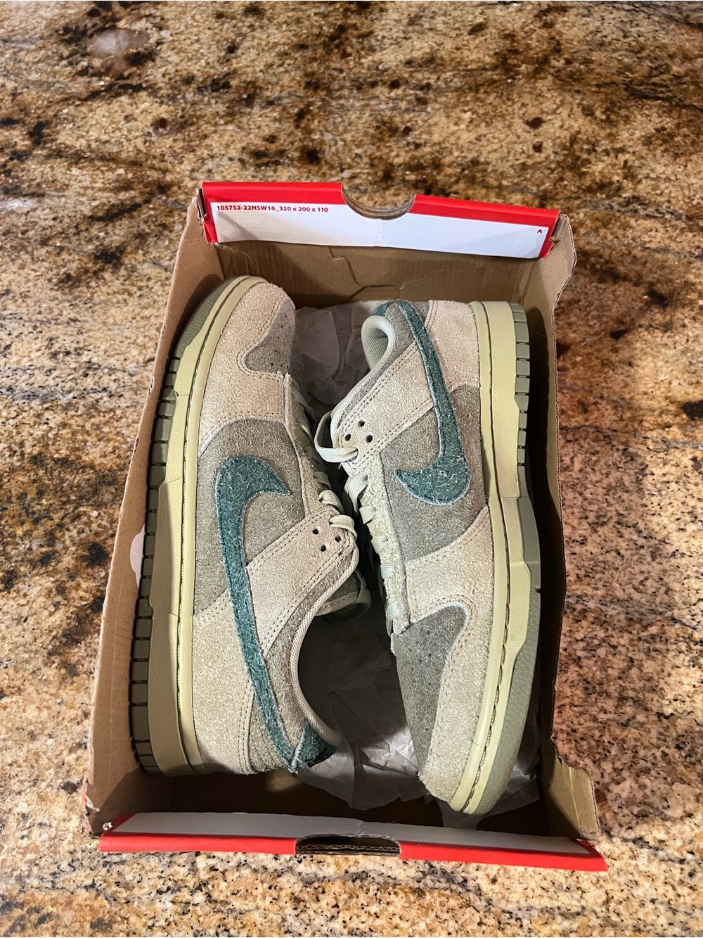 Nike Dunk Low Suede Sneakers in Olive and Teal - Picture 3 of 10